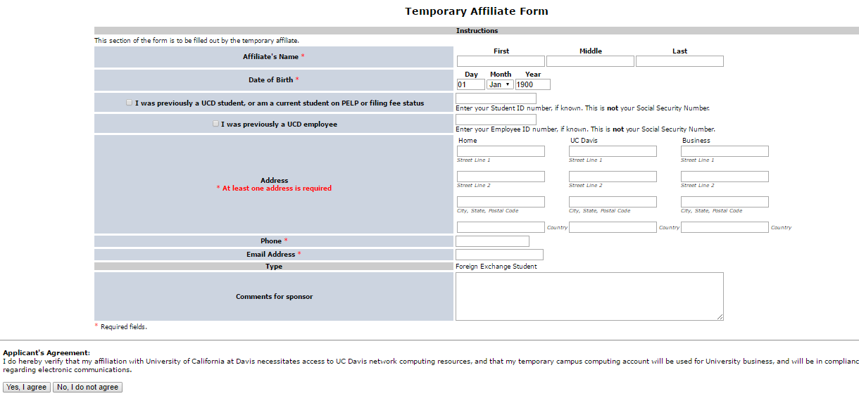 Completed TAF for the new affiliate to complete and verify