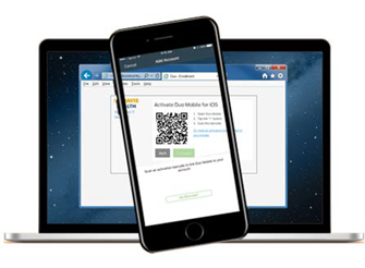 Scanning QR code from instructions to activate DUO Mobile with smartphone camera