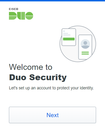 DUO enrollment page with emphasis on Start Setup button